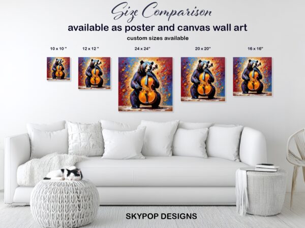 Bear Playing Cello Art