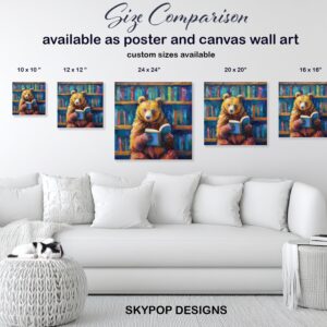 Bear Reading Books Art