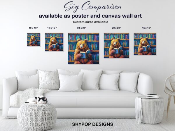 Bear Reading Books Art