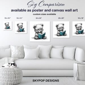Teddy Bear Reading Book Art