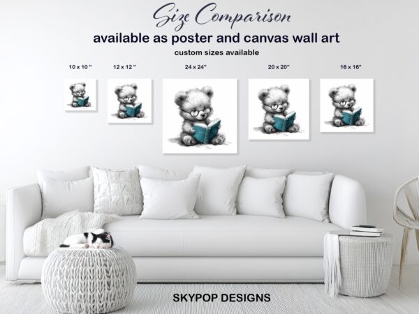 Teddy Bear Reading Book Art
