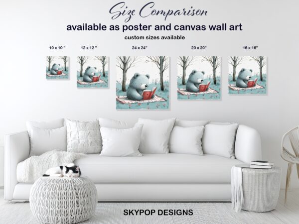 Bear Reading Book Art
