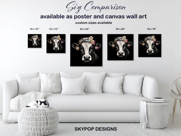 Highland Cow Floral Crown Art