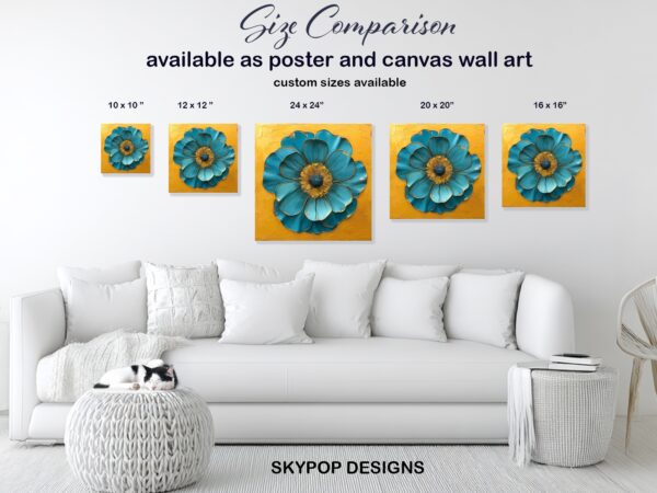 Teal Flower Art