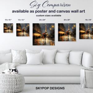 Parisian Romance Rainy Night Art