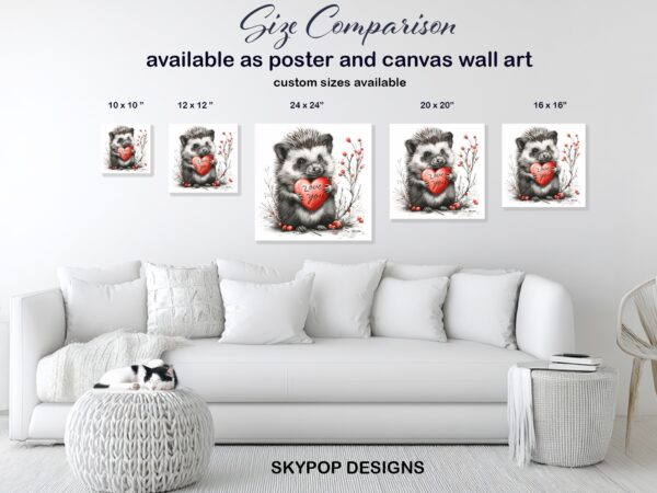Hedgehog Love Heart Art