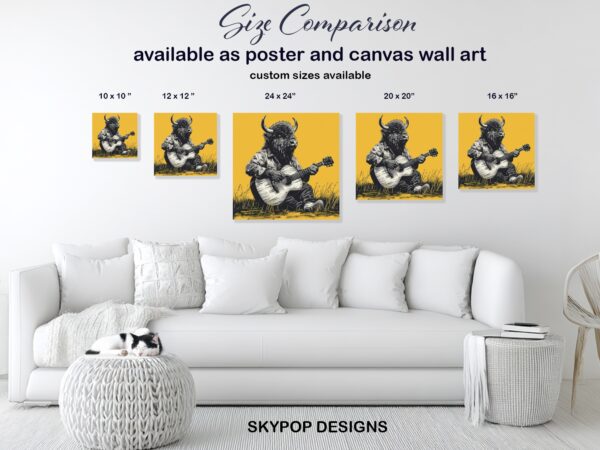 Bison Playing Guitar Art