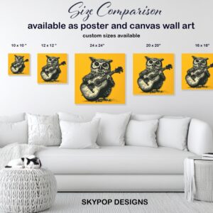 Guitar Playing Owl Art