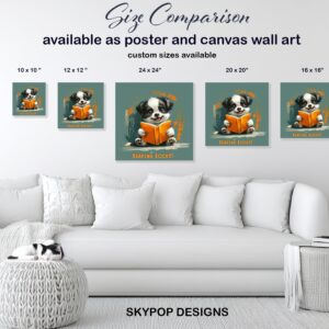 Puppy Reading Book Art