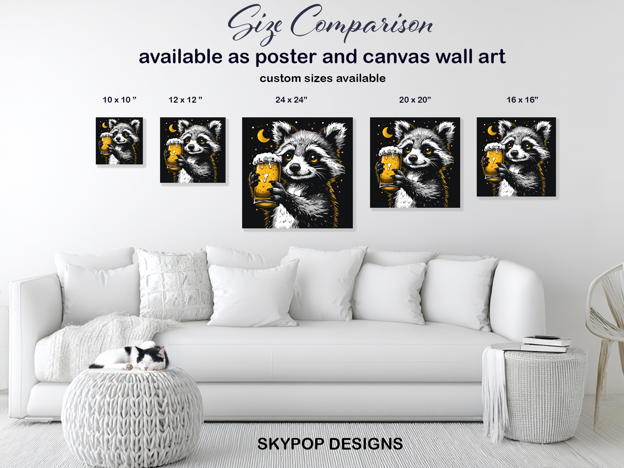 7.jpg Raccoon Beer Night Art
