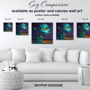 Teal Daisy Floral Art