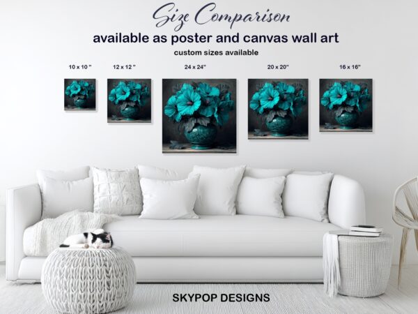 Teal Hibiscus Vase Art