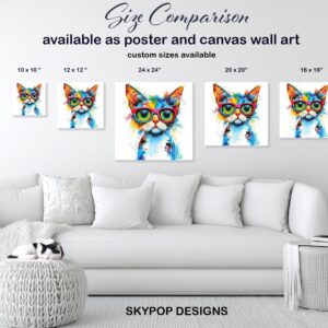 Hipster Cat in Glasses Art