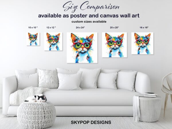 Hipster Cat in Glasses Art