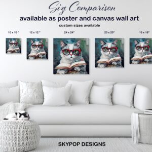 Sophisticated Cat Reading Art