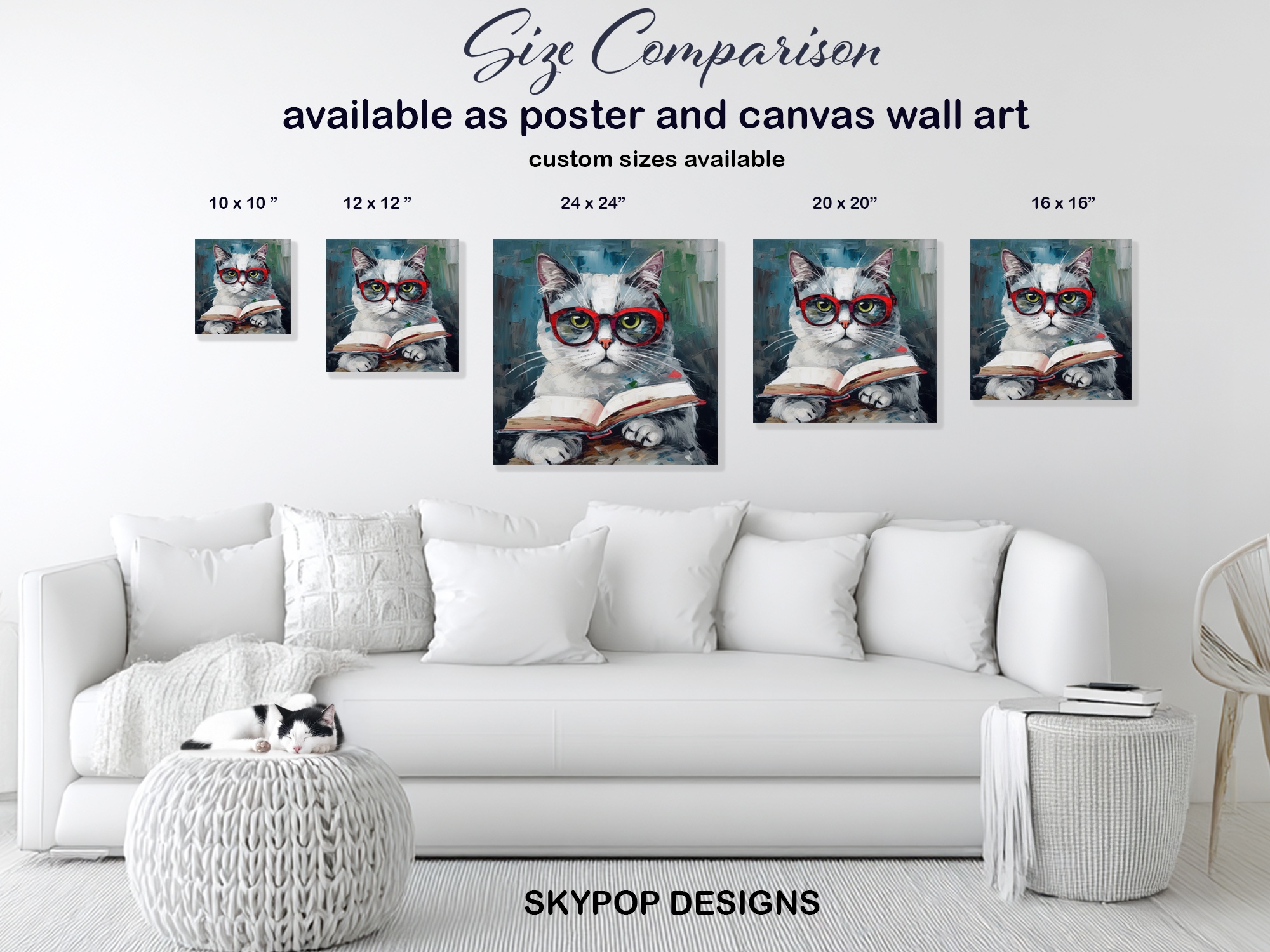 7.jpg Sophisticated Cat Reading Art