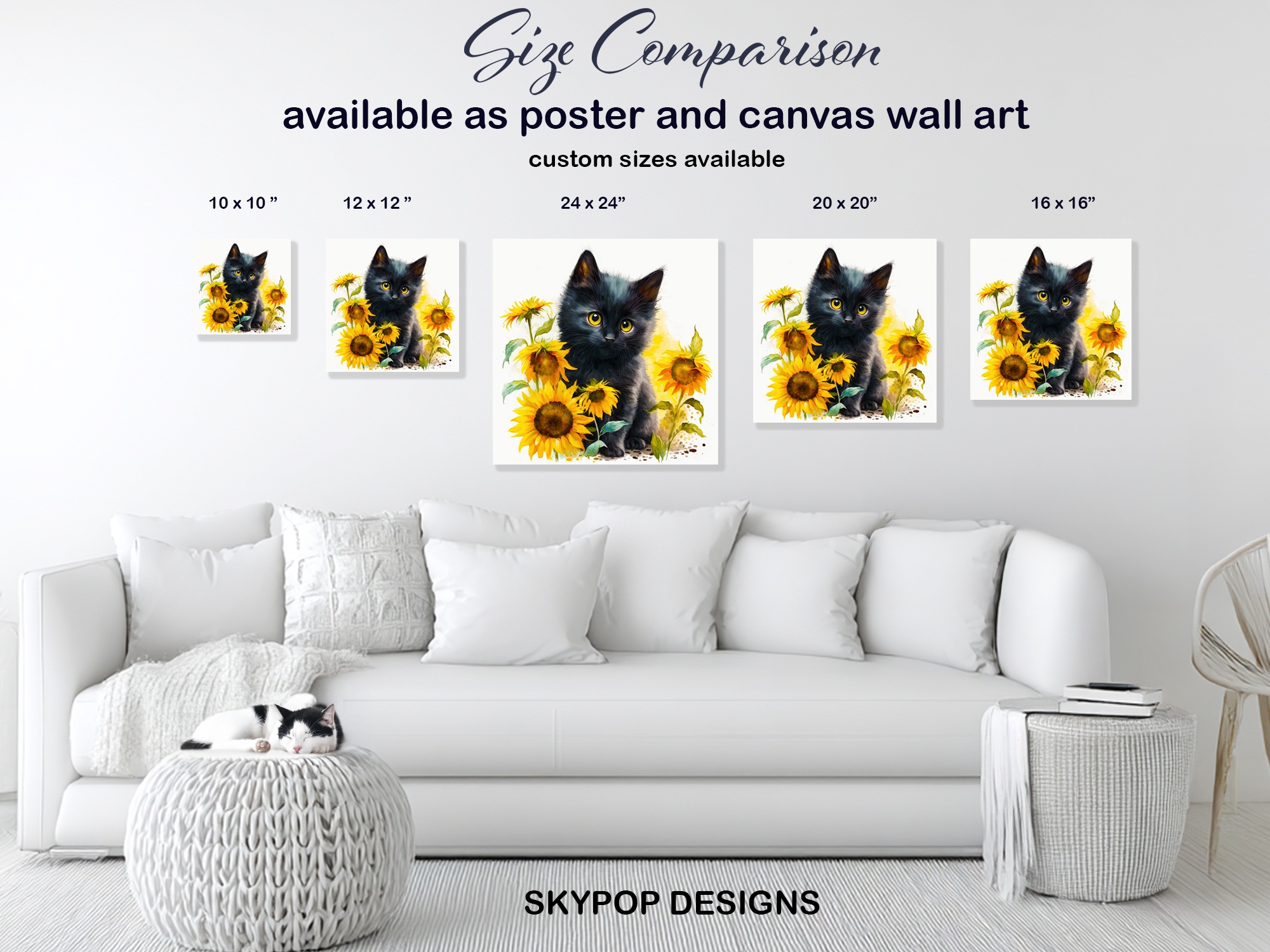 7.jpg Black Cat and Sunflowers Art
