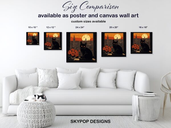 Black Cat Sunset View Art