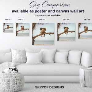 Elephant Tree Beach Scene Art