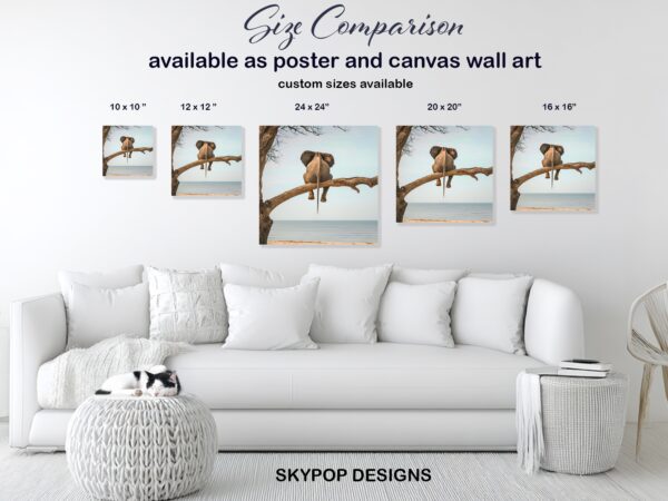 Elephant Tree Beach Scene Art
