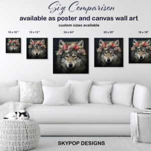 Wolf with Flower Crown Art