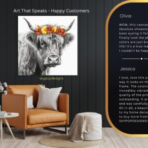 Highland Cow Floral Crown Art