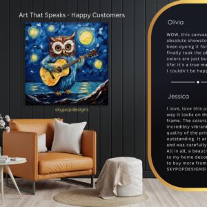 Owl Guitar Starry Night Art