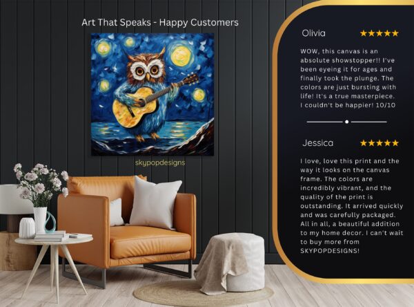 Owl Guitar Starry Night Art