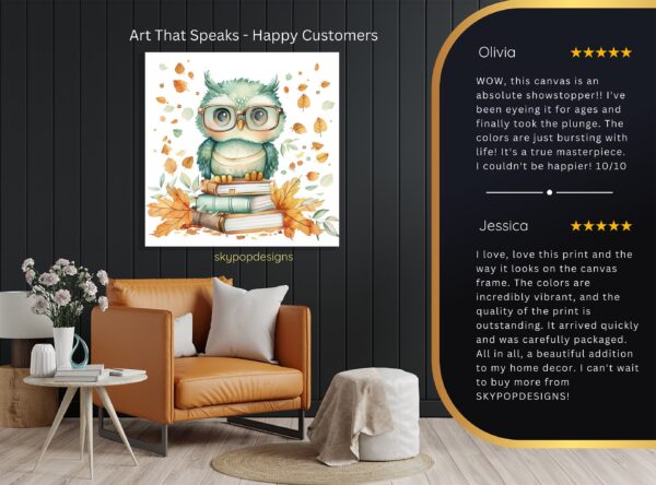Owl Reading Books Art