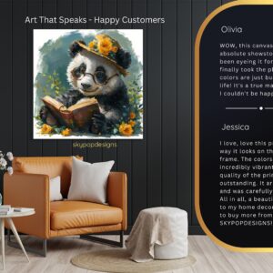 Panda Reading Book Art