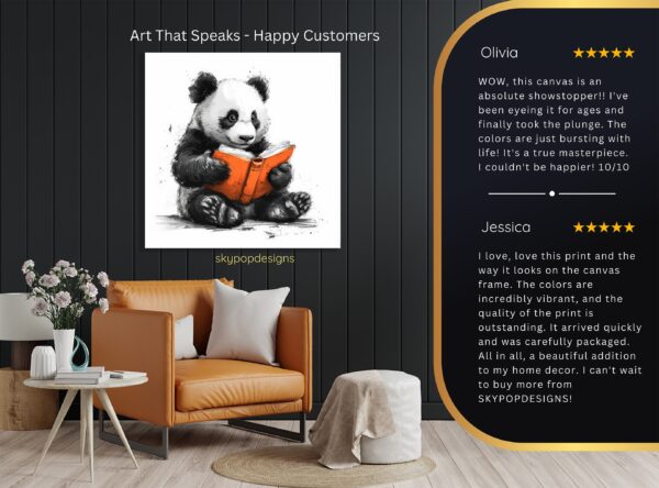 Panda Reading Book Art