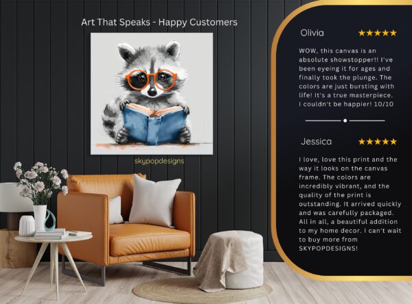 Raccoon Reading Art