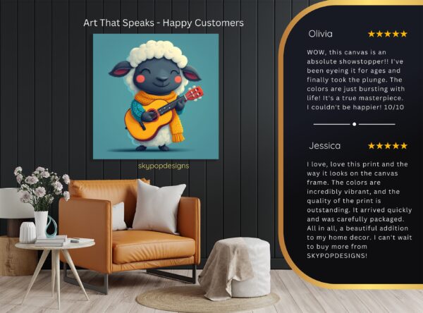 Sheep Playing Guitar Art