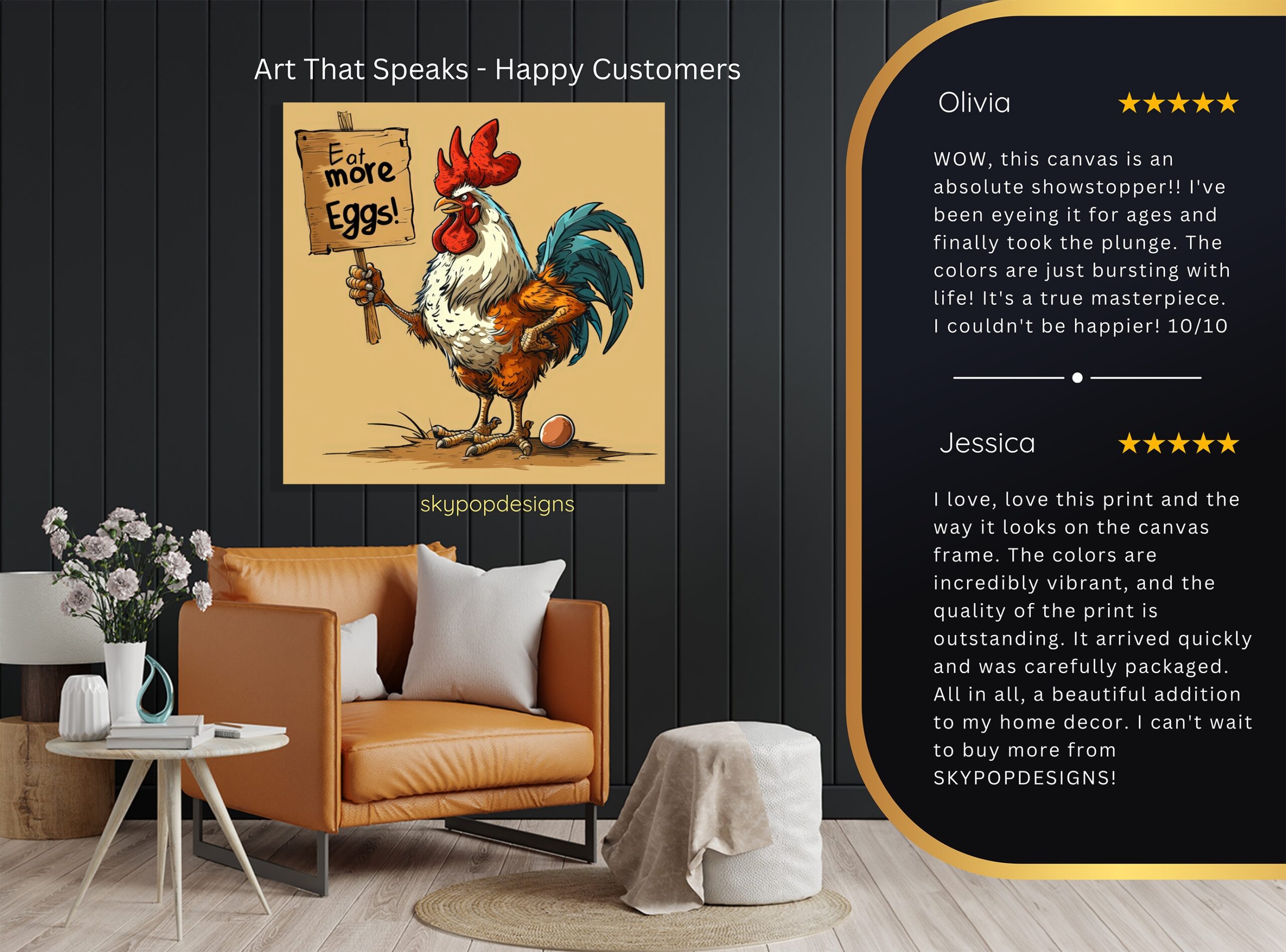8.jpg Rooster Says Eat More Eggs Art