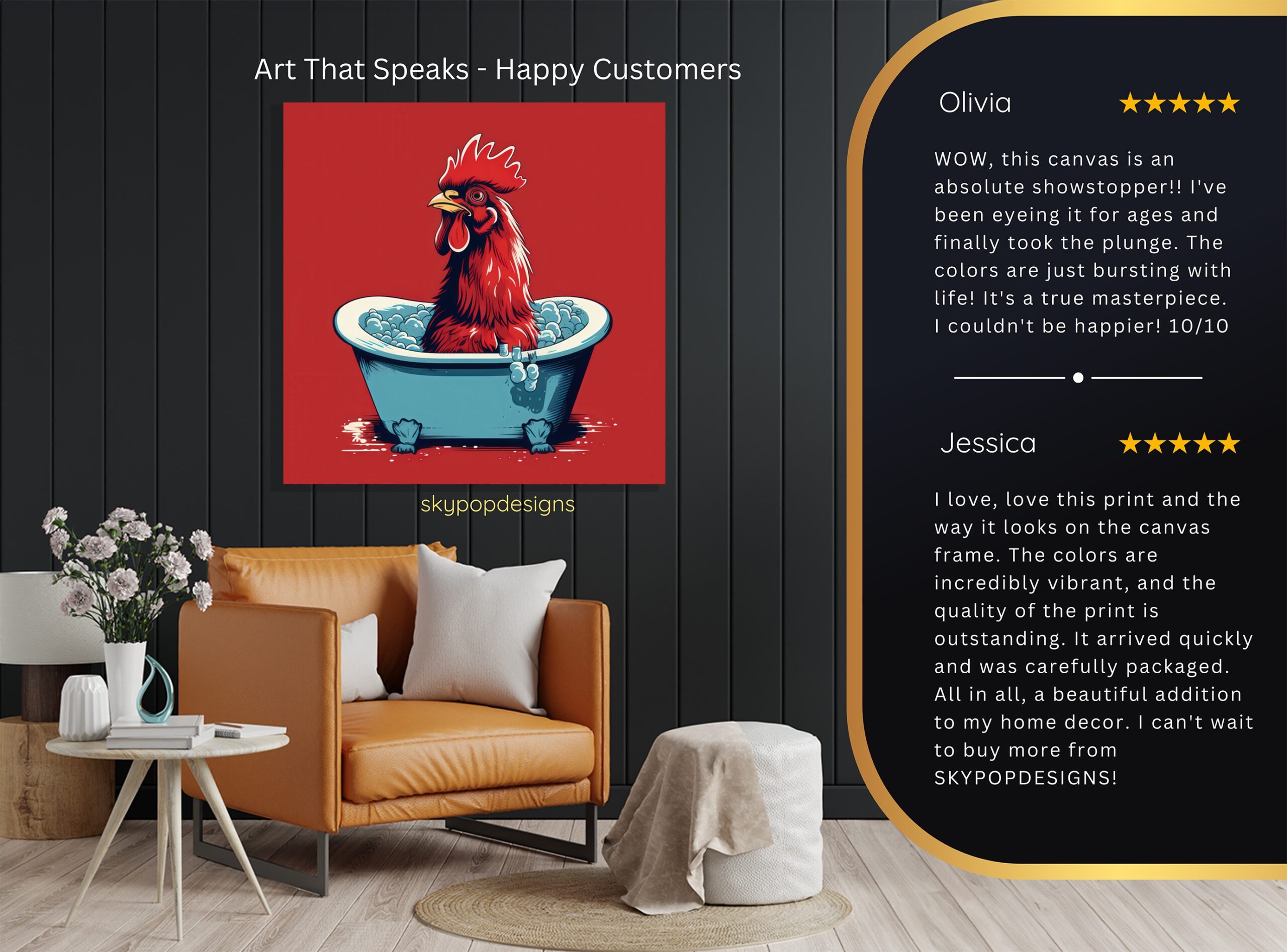 8.jpg Rooster Bath Time Art