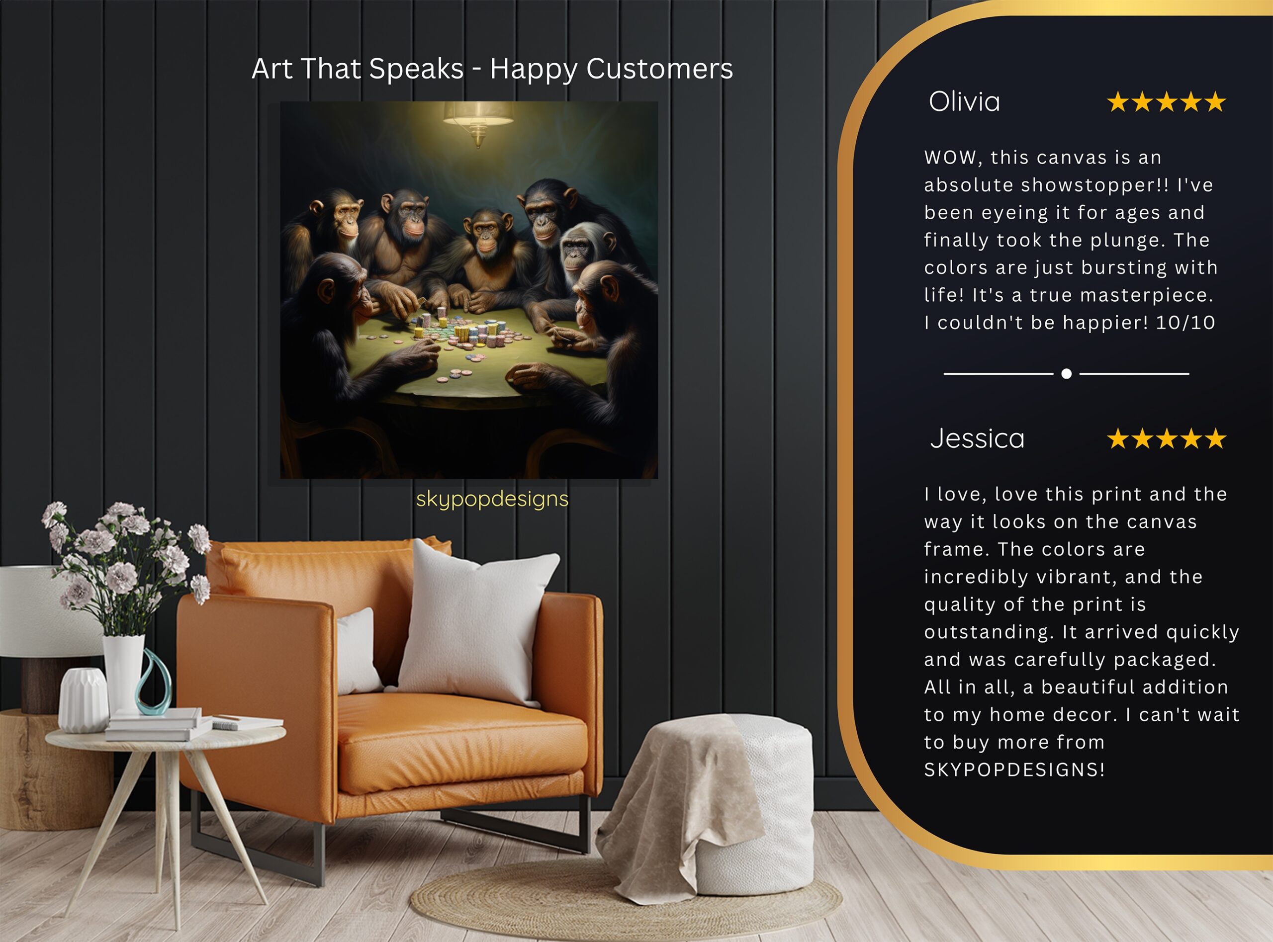 8.jpg Chimpanzee Poker Night Art