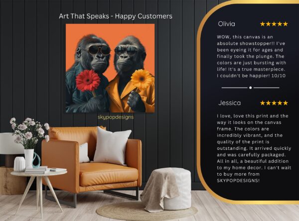 Gorillas With Flowers Art