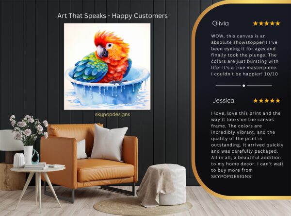 Parrot Bath Time Art