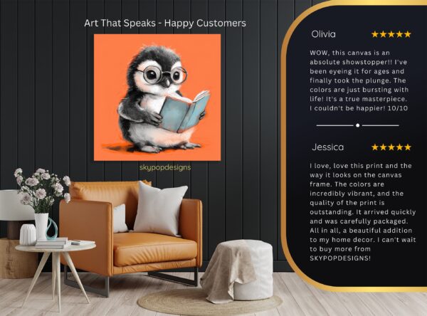 Penguin Reading Book Art