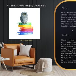 Owl Reading Books Art
