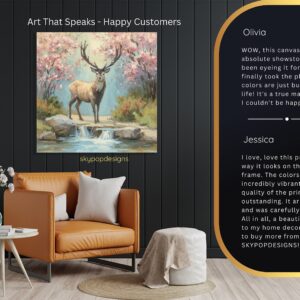 Deer Cherry Blossom Art
