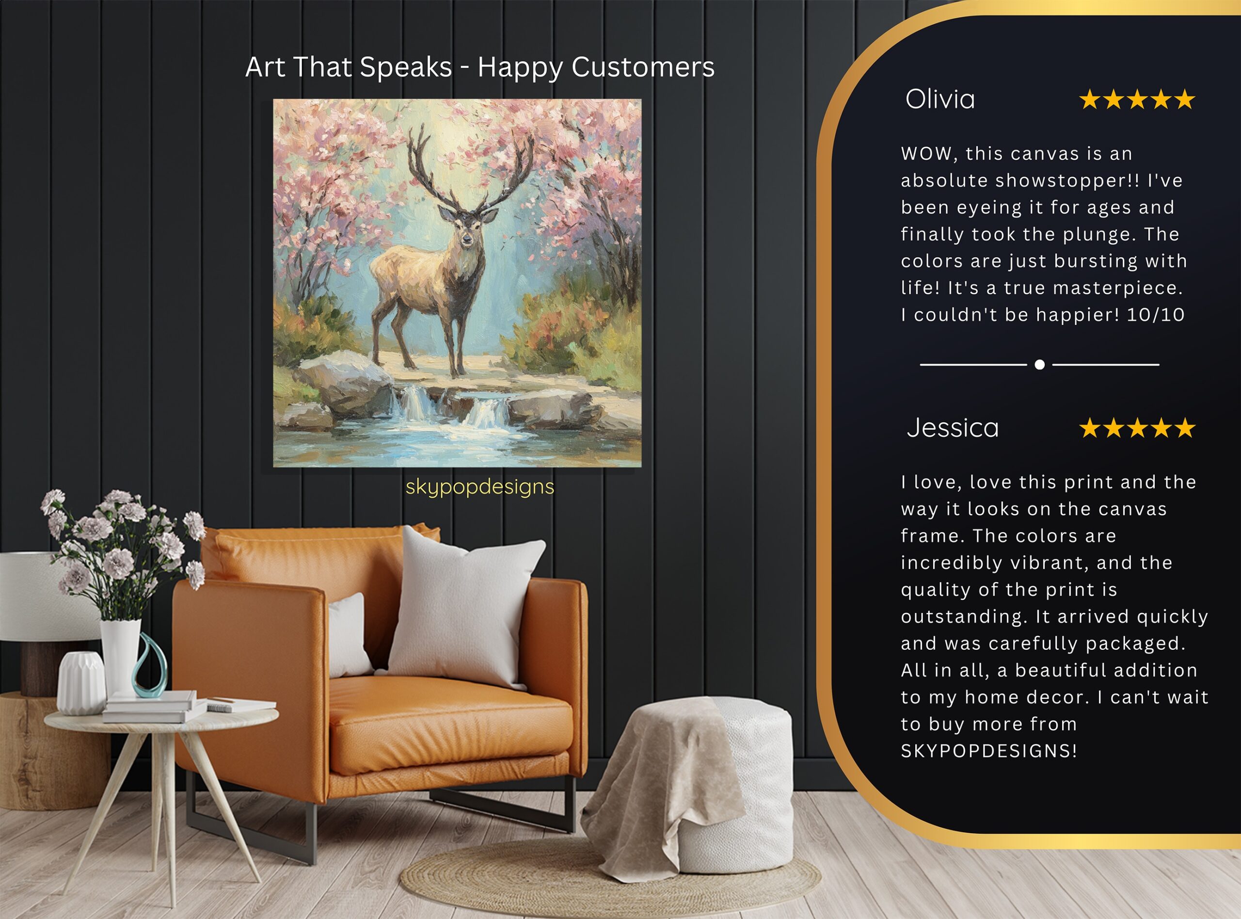 8.jpg Deer Cherry Blossom Art