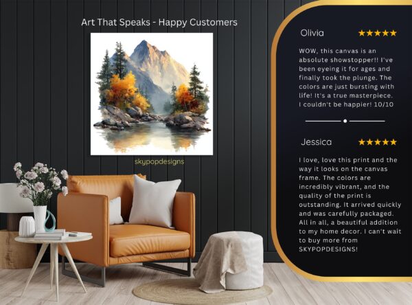 Mountain River Reflection Art