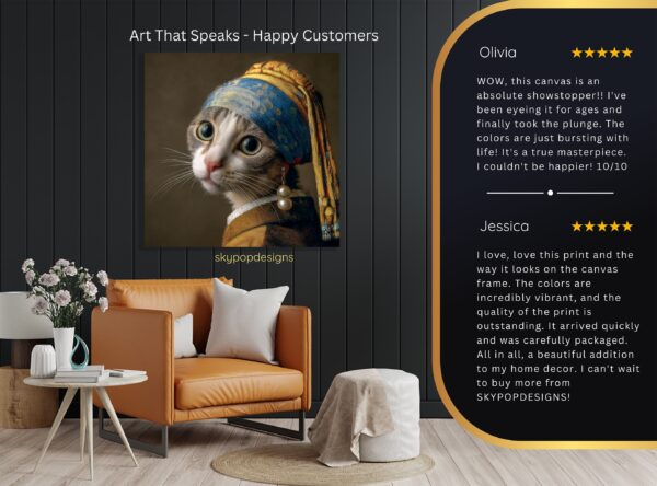 Cat with Pearl Earring Art