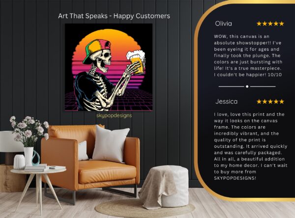 Retro Skeleton Beer Art