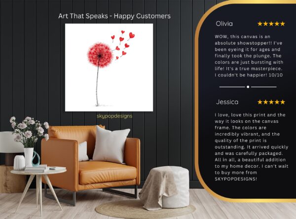 Red Dandelion Heart Art