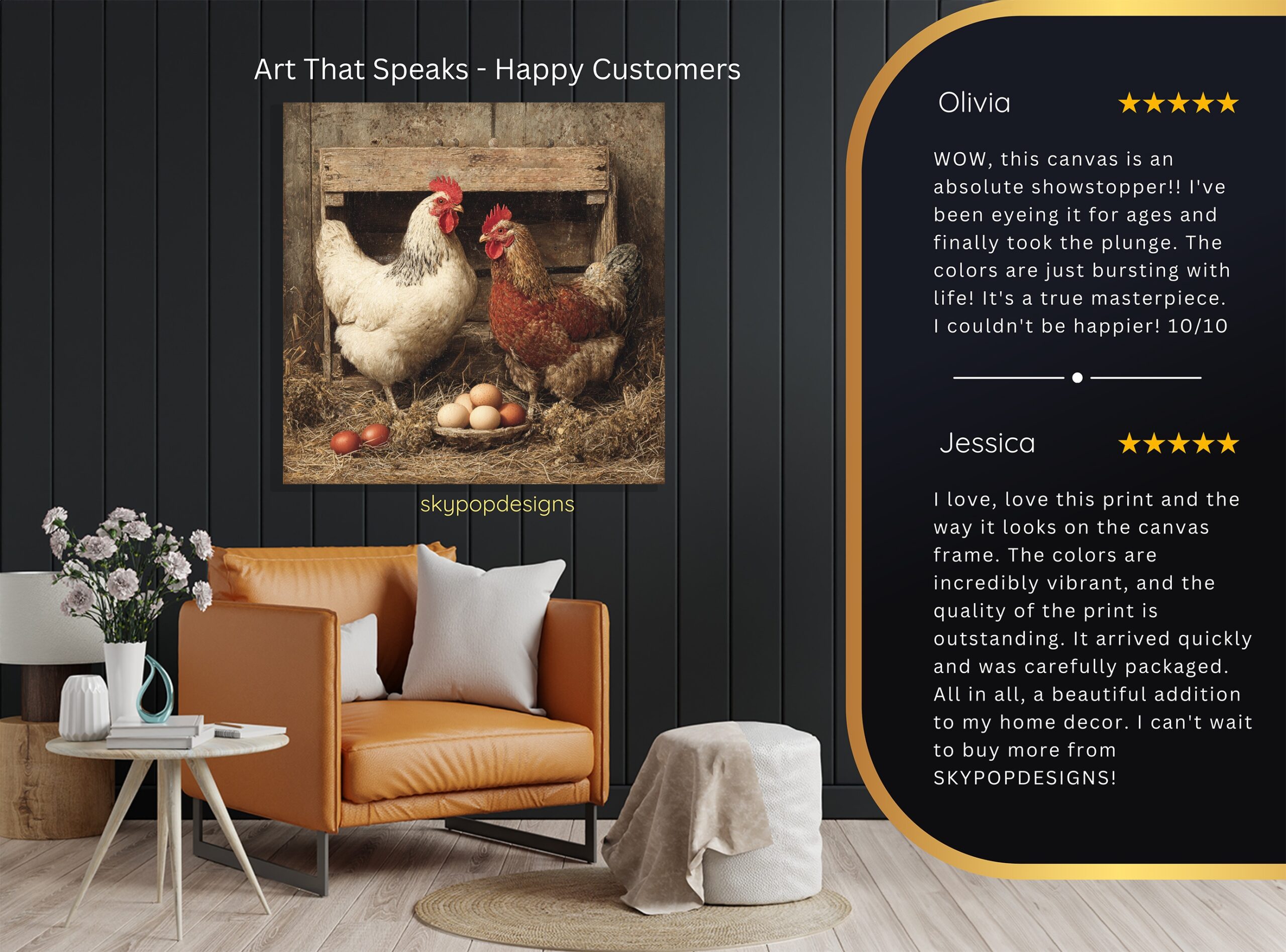 8.jpg Rooster and Chicken Art