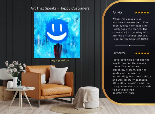 Blue Smiley Face Art