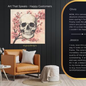 Cherry Blossom Skull Art