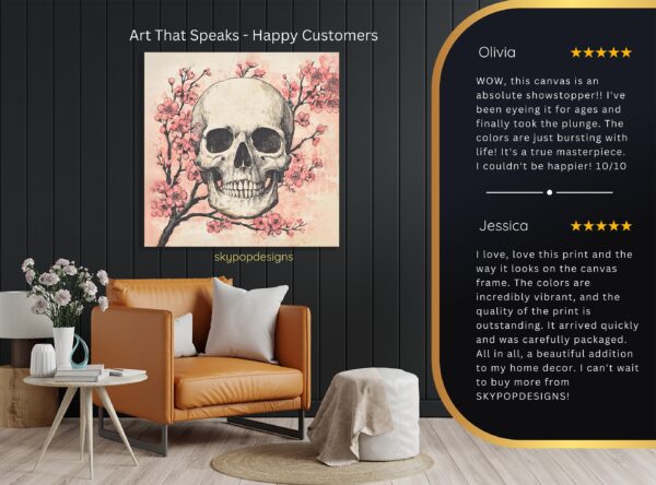 Cherry Blossom Skull Art